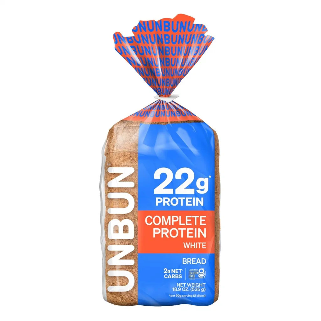 Unbun 22g Complete Protein White Bread, low-carb keto bread.