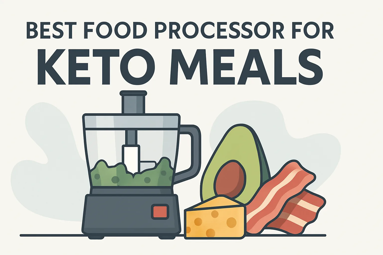 Best Food Processor for Keto Meals. Food processor with avocado, cheese, and bacon, ideal for keto meals
