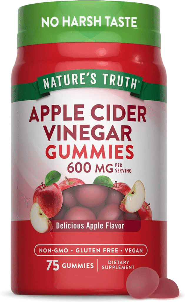Nature's Truth Apple Cider Vinegar Gummies, 600mg per serving, 75 gummies. Best ACV gummies for weight loss.