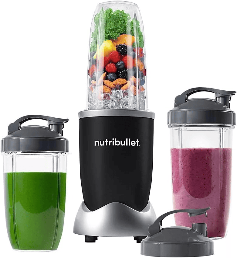 Nutribullet blender with protein smoothie recipes in cups