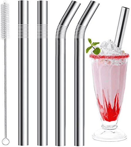 Stainless steel straws and cleaning brush; perfect for protein smoothies.