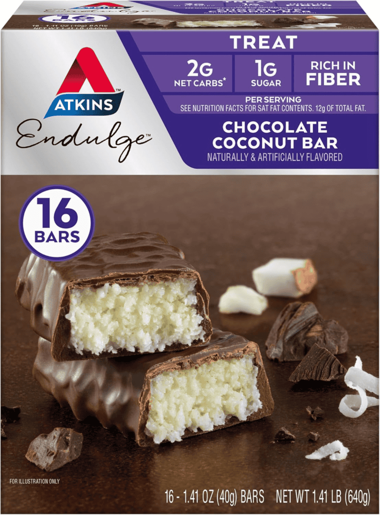 Atkins Endulge Chocolate Coconut Bar, 16 bars, 2g net carbs, 1g sugar