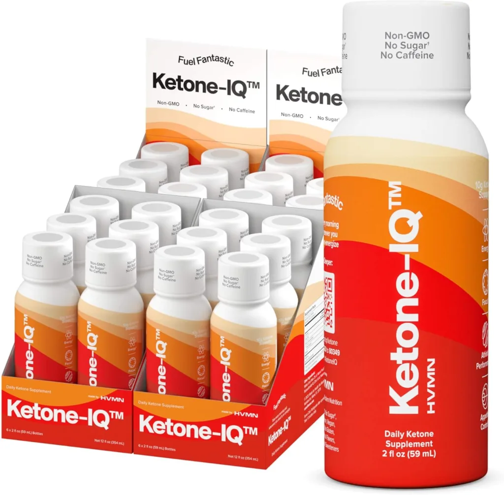 Ketone-IQ™ daily ketone supplement bottles in display box. Ketone IQ Review.