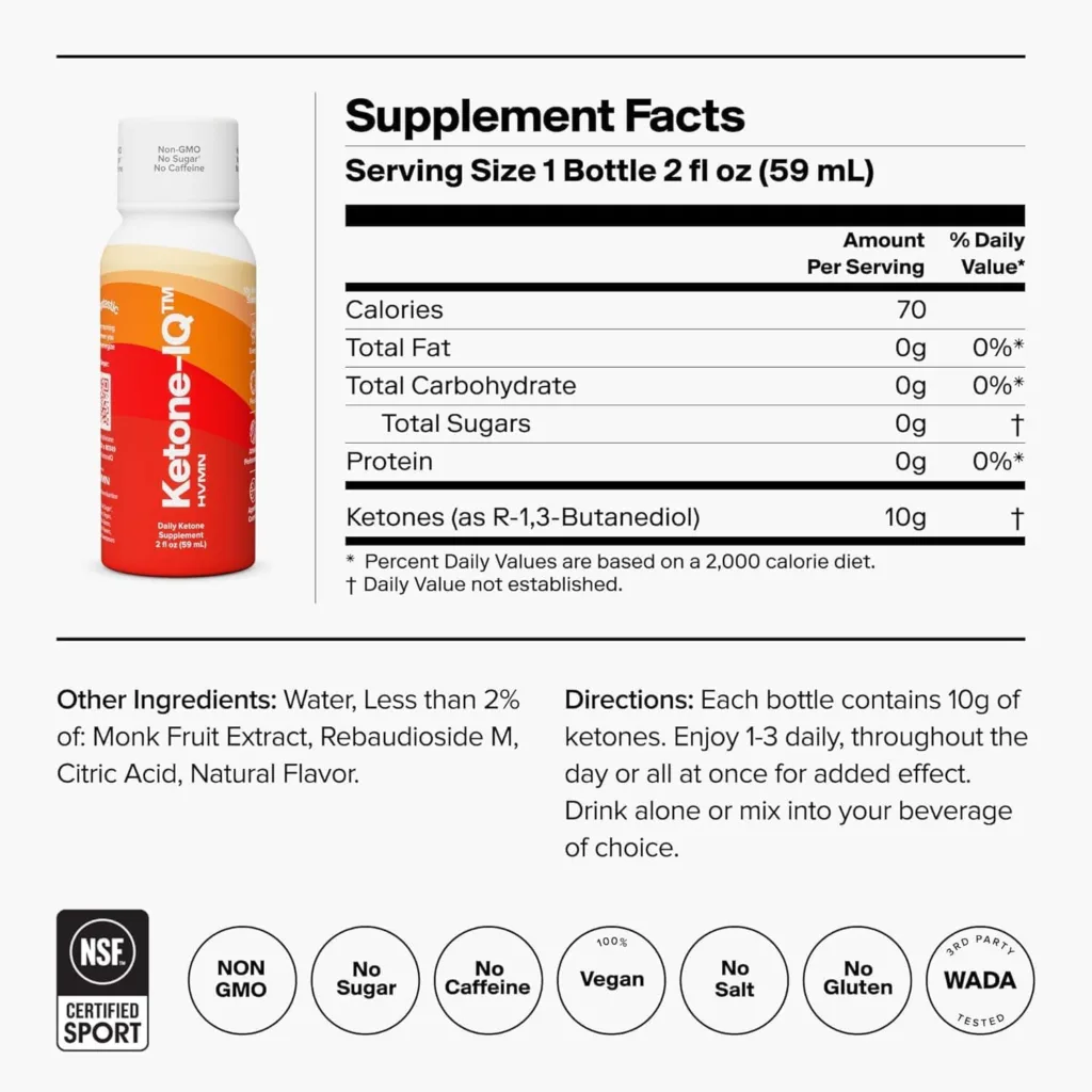 Ketone IQ supplement bottle with nutrition facts and ingredients. Ketone IQ review.